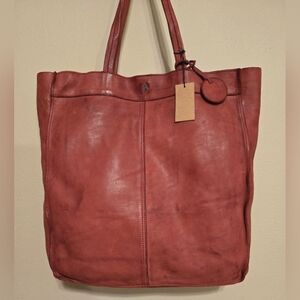 Harbour 2nd Elbe 1 Red Leather Shopper Tote Bag NWT